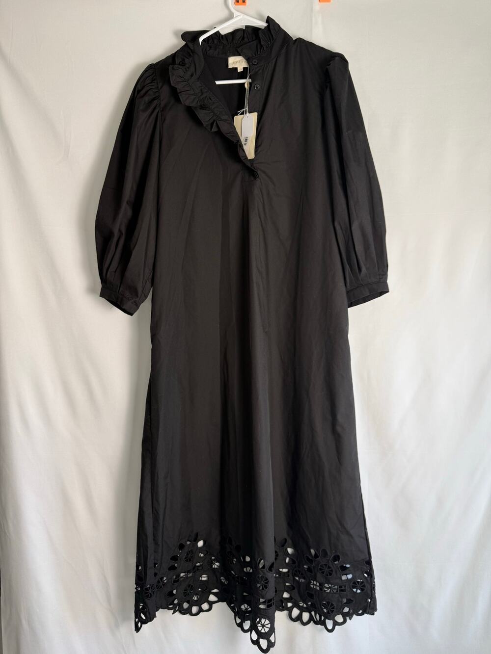 Entro black Eyelet Dress with Ruffle Collar